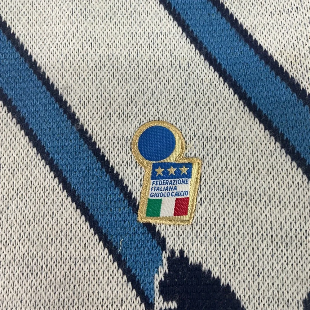 Puma Scarf Italia FIGC Soccer OS White Blue Striped Knit Fringe Made in Italy